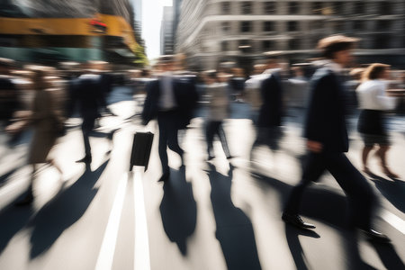 Commuter crowd in motion blur, abstract urban background, motion blurの素材