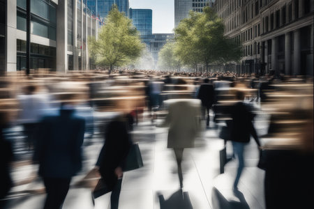 Commuter Walking Commuter Crowd Rush Hour Cityscape Urban Scene Conceptの素材