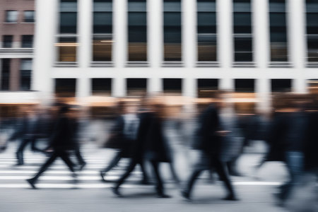 Busy business people walking in a busy city street. Intentional motion blurの素材