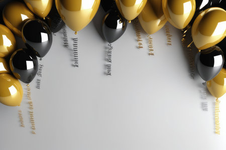 3d render of balloons with text on white background. Celebration concept.の素材