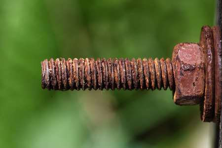 rusty Screw and Nut with washer. corrosion of steelの写真素材