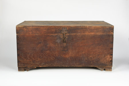 old wooden chest  isolated on the white background .の写真素材