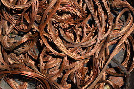 old scrap copper wire for recycling . Electrical copper wasteの写真素材