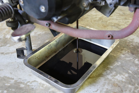 Engine oil change for motorcycle  . motorcycle maintenance , oil engine change.