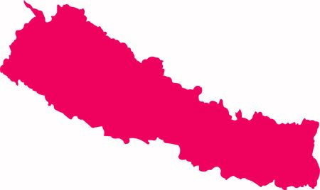 Beautiful Nepal Country new map in pink color with white smooth backgroundのイラスト素材