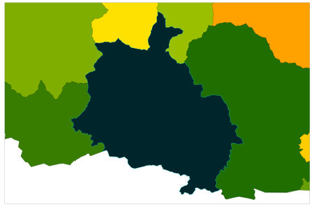 Chhukha state of Bhutan Detailed vector map illustration on white background , Bhutan state border near chinaのイラスト素材
