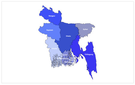 Colorful Bangladesh Bibhag or Division Vector map illustration on white background , Bangladesh Mapのイラスト素材