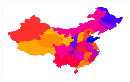 Beautiful Colorful China Municipality map on white background, China municipalityのイラスト素材