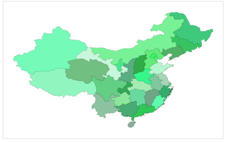 China green color vector map illustration, China vector map illustration, China mapのイラスト素材