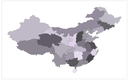 China black and white vector map illustration, China mapのイラスト素材