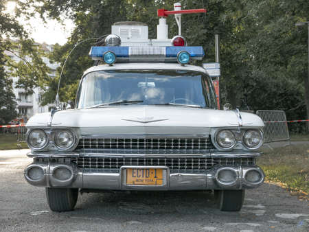 Ghostbusters car Ectomobile front viewのeditorial素材