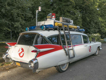 Ghostbusters car Ectomobile Â¾ rear viewのeditorial素材