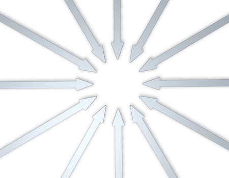 arrows direct to one point - 3d illustrationの写真素材