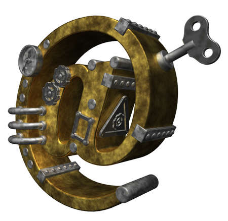 steampunk email symbol on white background - 3d illustrationの写真素材