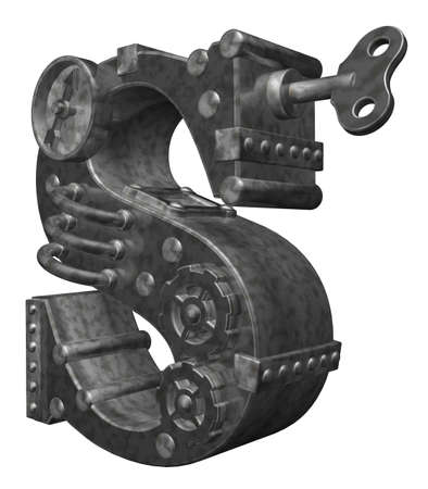 steampunk letter s on white background - 3d illustrationの写真素材