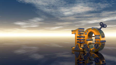 steampunk number ten under blue sky - 3d illustration