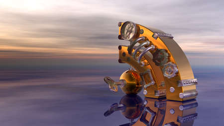 steampunk rss symbol under cloudy  sky - 3d illustrationの写真素材