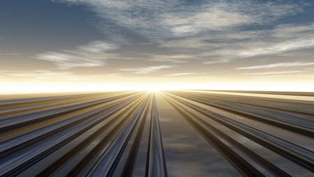 metal pipelines under cloudy sky - 3d illustrationの写真素材