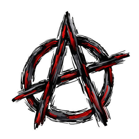 painted anarchy symbol on white backgroundの写真素材