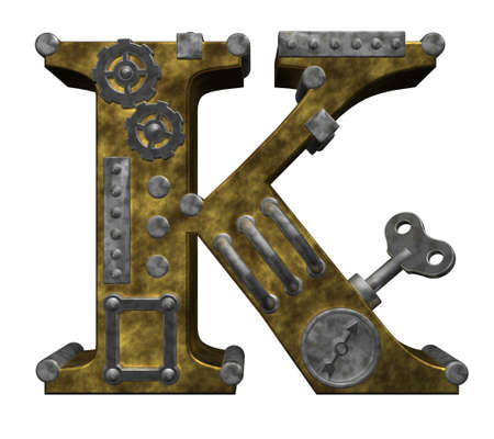 steampunk letter k on white background - 3d illustrationの写真素材