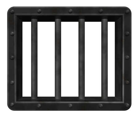 riveted steel prison window - 3d illustrationの写真素材