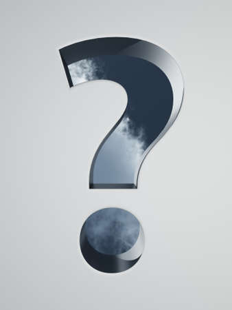 question mark hole with clouds background - 3d illustrationの写真素材