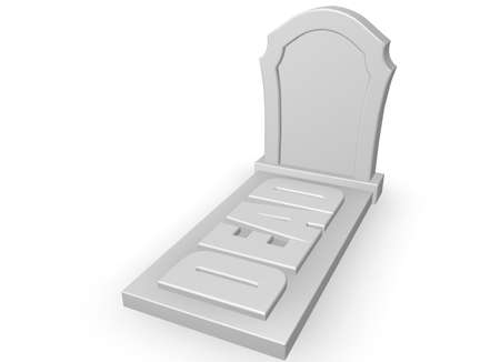 gravestone with the word dead on white background - 3d illustrationの写真素材