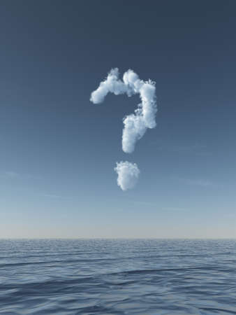 cloudy question mark in the sky - 3d illustrationの写真素材