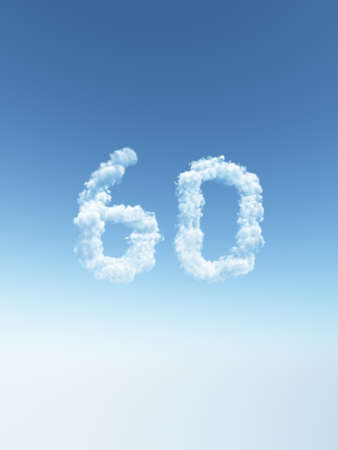 clouds makes the shape of number sixty - 3d illustrationの写真素材
