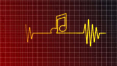 cardiogram curve with music note symbol - illustrationの写真素材