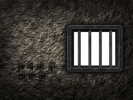 riveted steel prison window - 3d illustrationの写真素材