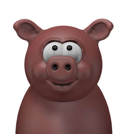 happy swine head - 3d cartoon illustrationの写真素材