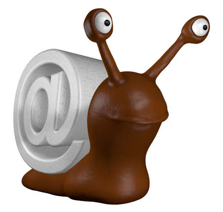 funny slug with email alias - 3d cartoon illustrationの写真素材