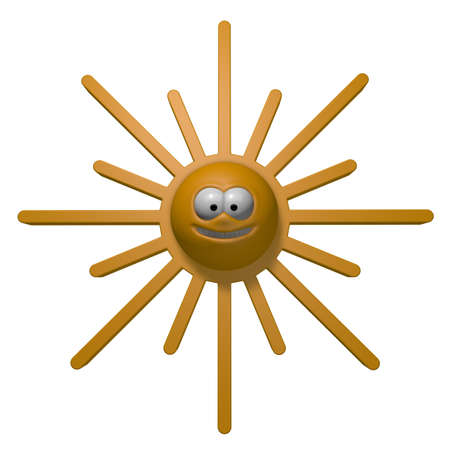 happy cartoon sun - 3d illustrationの写真素材