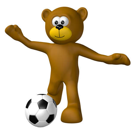 teddy bear with  soccer ball - 3d illustrationの写真素材