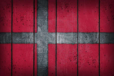 denmark  flag on old wooden woundの写真素材