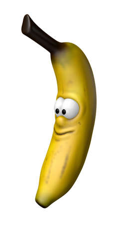 funny banana with comic face - 3d cartoon illustrationの写真素材