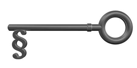 key with paragraph symbol - 3d illustrationの写真素材