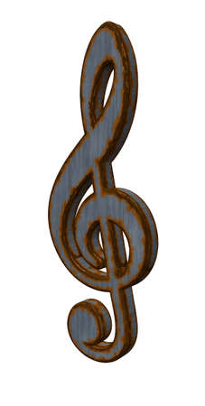 rusty clef on white background - 3d illustrationの写真素材