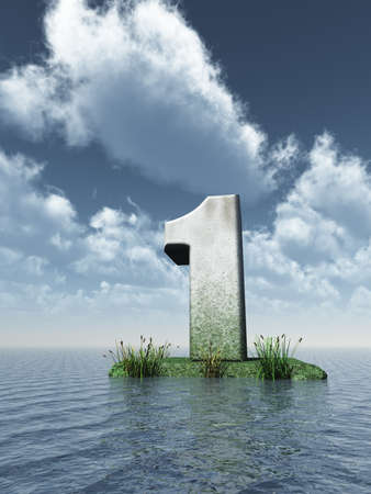 stone number one at the ocean - 3d illustrationの写真素材