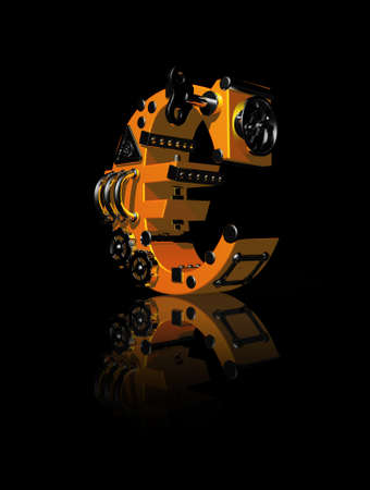 euro symbol on black background - 3d illustration