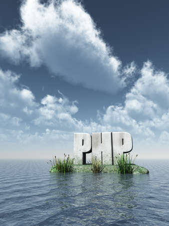 stone php tag at water - 3d illustrationの写真素材
