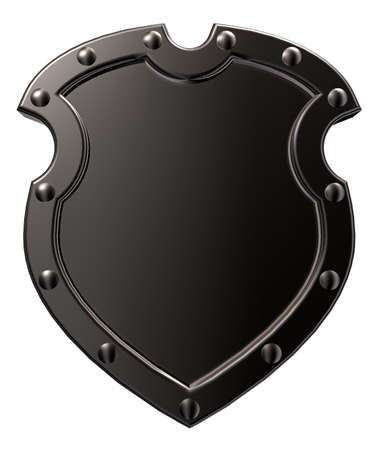 blank metal shield on white background - 3d illustrationの写真素材