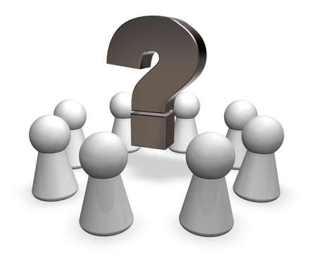 circle of play figures and question mark - 3d illustration