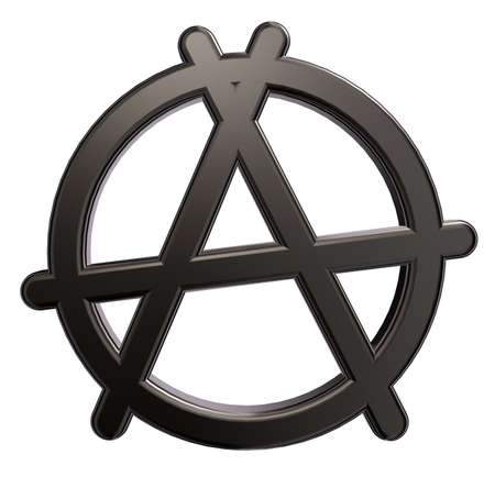 metal anarchy symbol on white background - 3d illustrationの写真素材