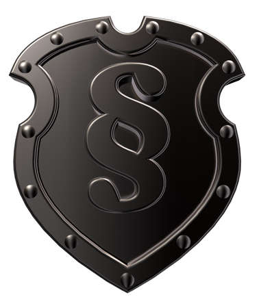 metal shield with paragraph sign on white background - 3d illustrationの写真素材