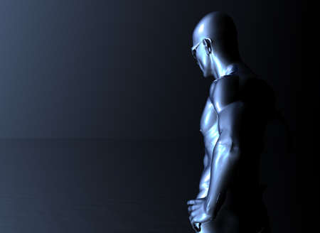 abstract man figure with sunglasses - 3d illustrationの写真素材
