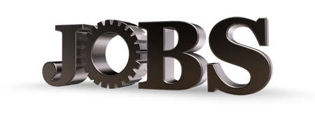 the word jobs and gear wheel - 3d illustrationの写真素材