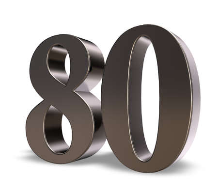 metal number eighty on white background - 3d illustrationの写真素材