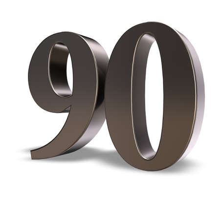 metal number ninety on white background - 3d illustrationの写真素材